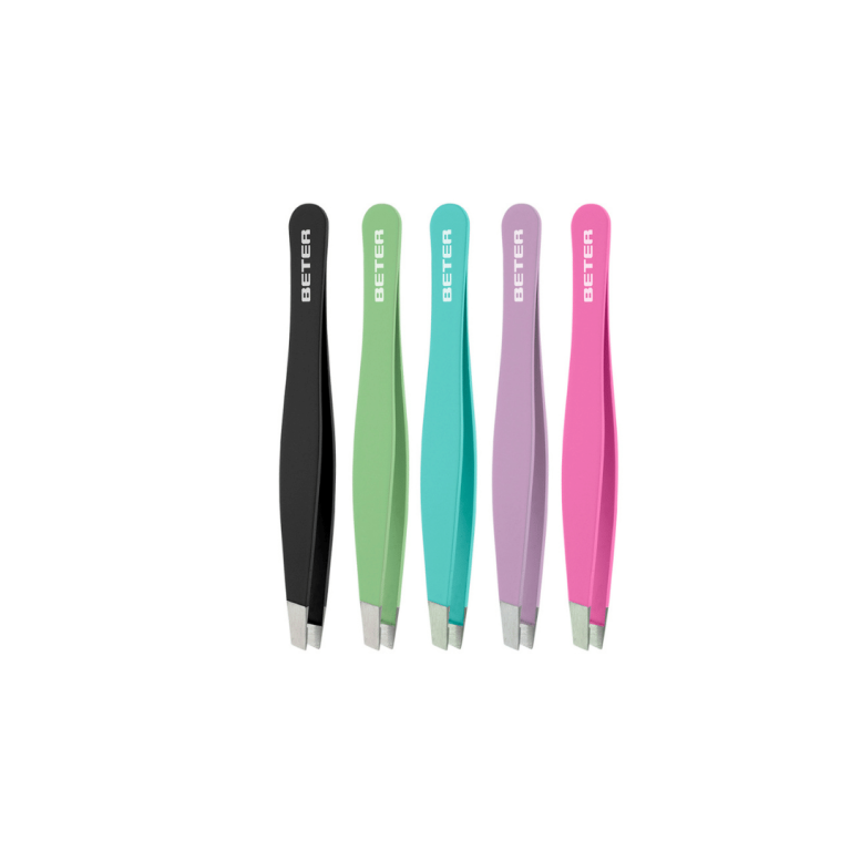 Slanted tip tweezers, coloured, Soft Touch
